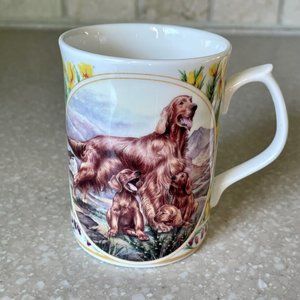 Fenton China Staffordshire Bone China Collectible Dog /Floral Coffee Tea Mug